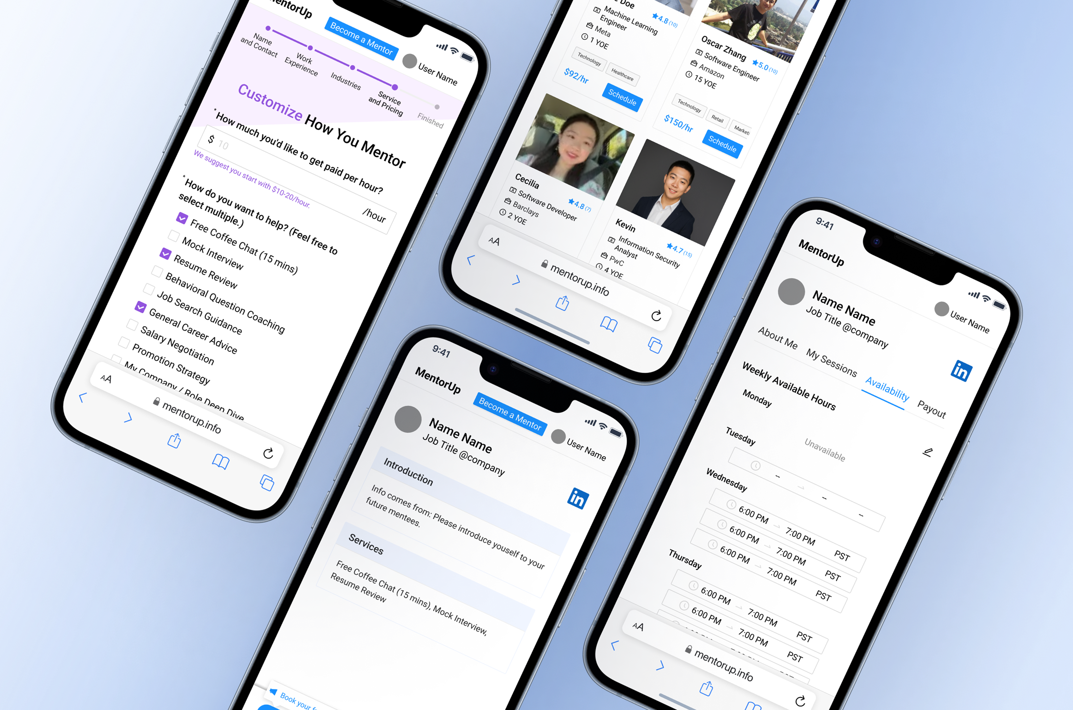 MentorUp · mentor profile screen