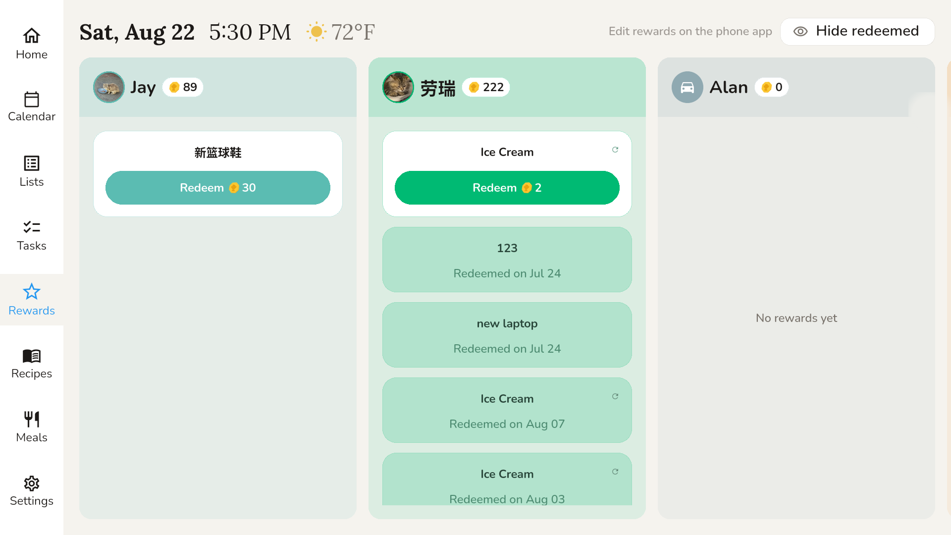 Rewards board