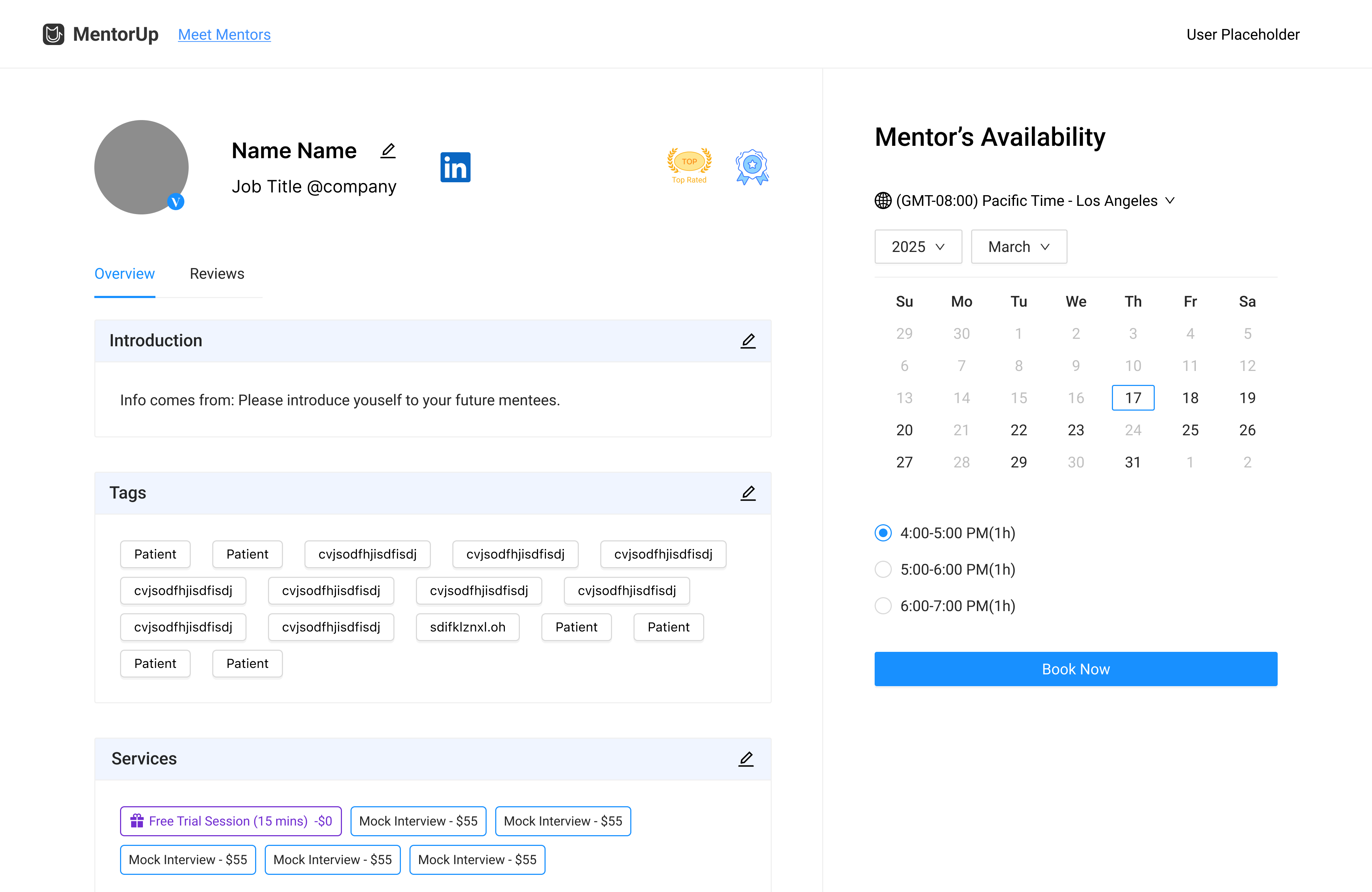 MentorUp · mentor profile screen