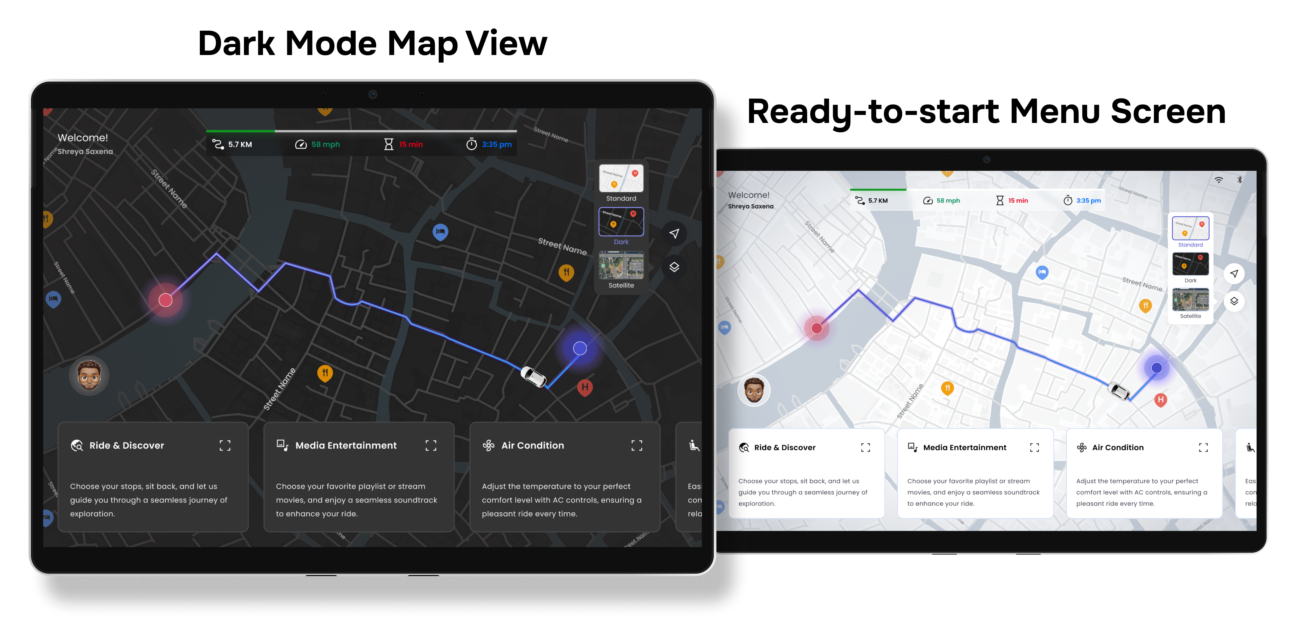 Map cluster in light and dark mode side by side
